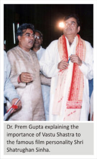 Dr. Prem Gupta explaining the importance of Vastu Shastra to the famous film personality Shri Shatrughan Sinha